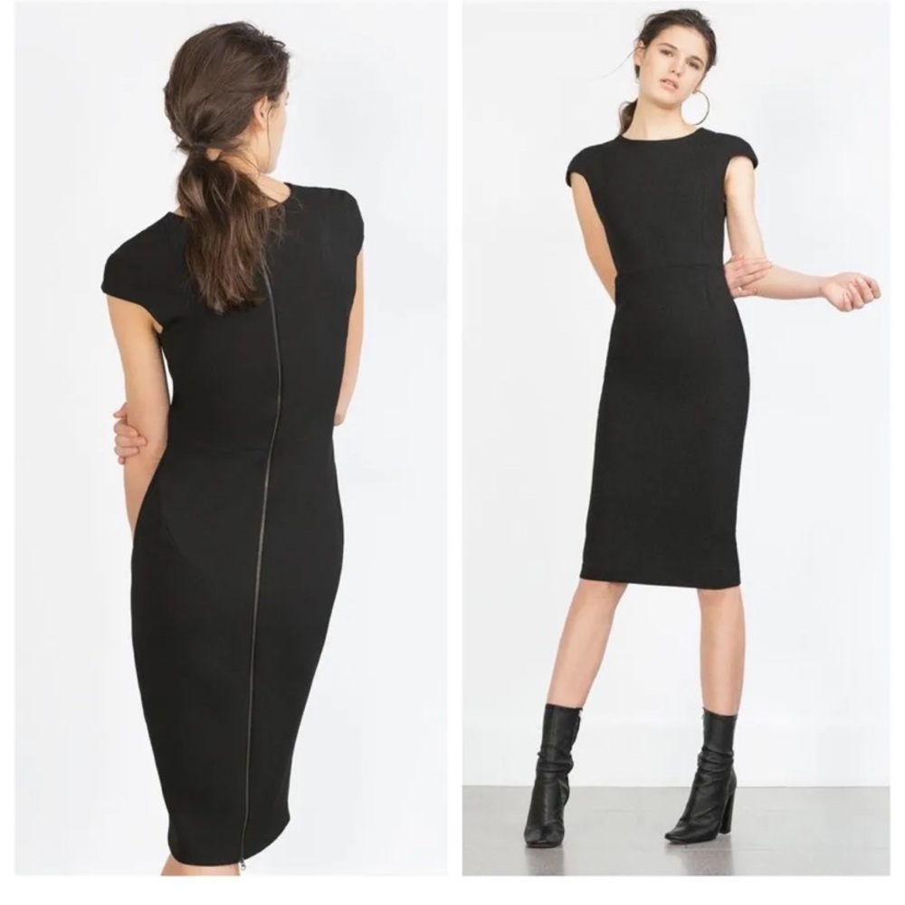 Zara black midi dress